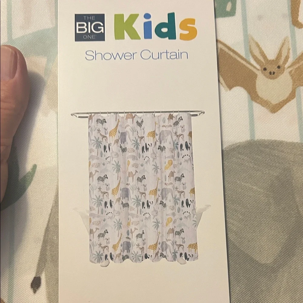 The Big One Kids Safari Animal Shower Curtain - Gray and Brown